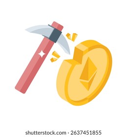 An eye-pleasing isometric style icon of ethereum mining tool