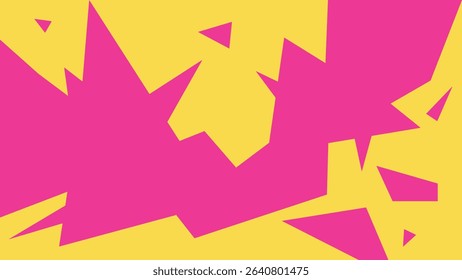 Eye-popping abstract background with jagged pink shapes over a bright yellow base, perfect for edgy and energetic compositions.
