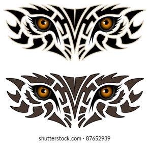 Eyes of an animal in the form of a tribal tattoo