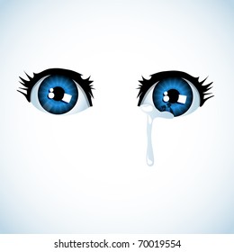 Eyes in anime style with teardrop and reflection of loved couple (eps10)