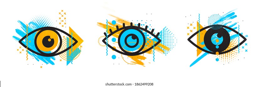 eyes art modern abstract eye icons. abstract eye vector icon. graphic symbol for logo design or information objects. black and white shapes vector illustration