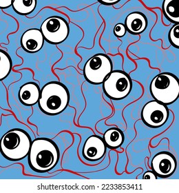 Eyes background. 
For festivals, different horror events. Hand drawn. Vector illustration.