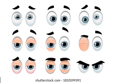 Una gran colección de ojos que representa expresiones variadas sobre fondo blanco. Ojos originales de alta calidad. Ilustración del vector