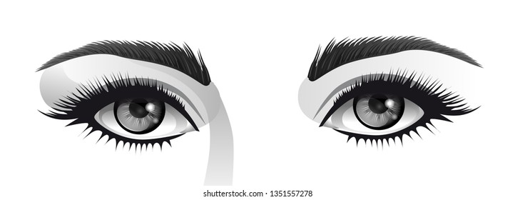 Eyes. Black and White Vector Drawing