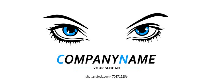 Eyes Blue Logo Woman. Vector illustration