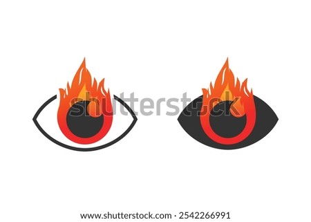Eyes burning, full of passion. Vector illustration