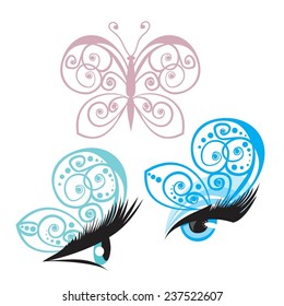 eyes with butterfly lashes