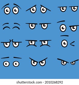 Augen Cartoon Ausdruck Hand Zeichnung Emotionen Pack Vektor Set