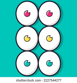 Eyes Cartoon Vector. Colorfull Eyes Isolated Background. Design for Print, Party Decoration, T Shirt, Illustration, Logo, Emblem or Sticker