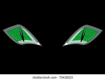 Eyes of cat on a black background. Illustration