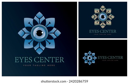 Eyes center optical care vision modern pattern logo design template for brand or company and other
