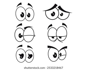 Olhos coleção de caracteres emoção sentimentos expressivos olhar emoticon visão feixe ícone design conjunto coleção