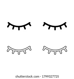 Eyes Closed icon vector set. lashes illustration sign collection.