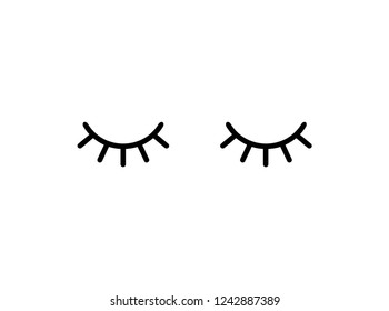 Eyes closed with lashes isolated on white icon