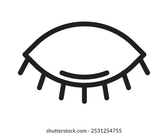 eyes closed line icon isolated white background