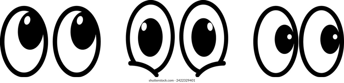 eyes closed up. smiling eyes expression emoji. eyes looking in several directions. cartoon vector. 