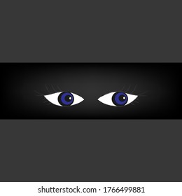 Augen, Nahaufnahme.  dunkler Hintergrund. Vektor.