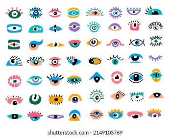 Eyes collection. Abstract colorful focused eyes lens recent vector symbols templates