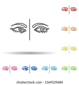 Eyes, contact lens in multi color style icon. Simple thin line, outline vector of anti age icons for ui and ux, website or mobile application