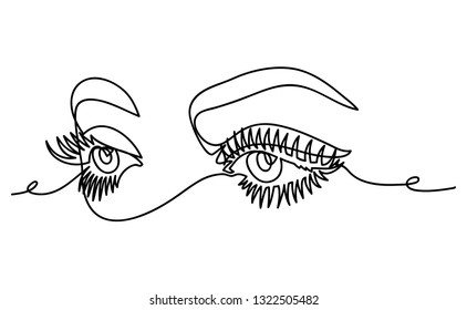 Eyes, continuous line isolated. Eye logo. The design is suitable for use on banners, business cards, salon signs