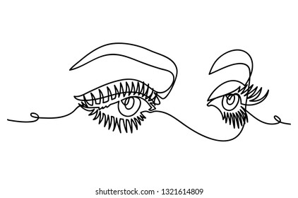Eyes, continuous line isolated. Looking fixed. Eye logo. The design is suitable for use on banners, business cards, salon signs
