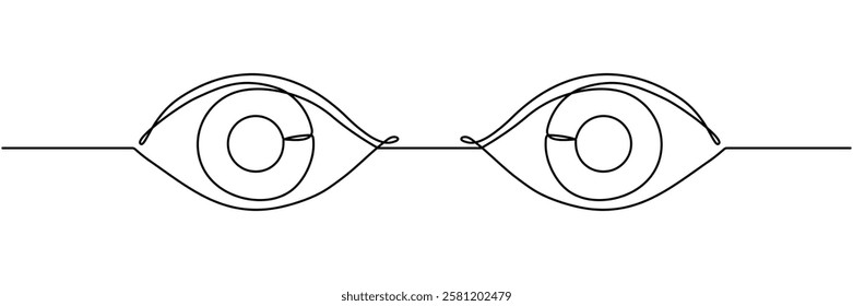 Eyes continuous one line drawing. Hand drawn human eyes. Vector illustration isolated on white background.