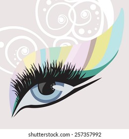 eyes with creative make up and butterfly lashes