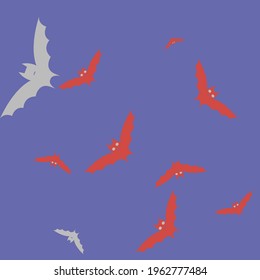Eyes Creepy Sky Grey Chaos Bats Vector Design Pic. Scary Gothic Purple Colorful Flying Bats Art Pattern. Print Spooky Night Retro Halloween Modern Design. Red Motion Pink Attack Wallpaper.