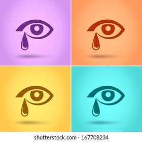 Eyes crying icon, Flat style, vector