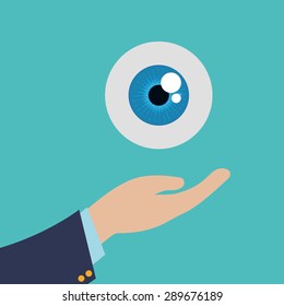 Eyes design over blue background, vector illustration