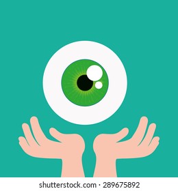 Eyes design over green background, vector illustration