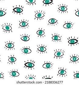 Eyes doodle vector seamless pattern