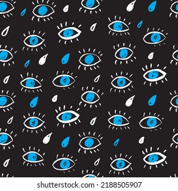 Eyes doodle vector seamless pattern