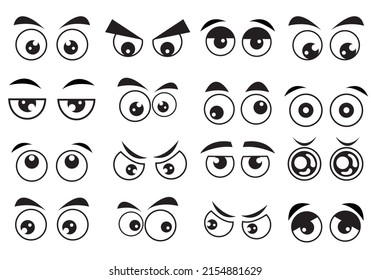 Eyes expressions of drawings set, cartoon eyes vector