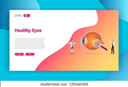 eyes or eye health doctor treatment concept for website design landing page template - vector illustration