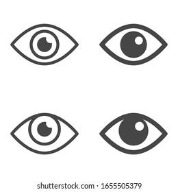 Eyes and eye icon set in flat design isolated on white background. Look and Vision icons.