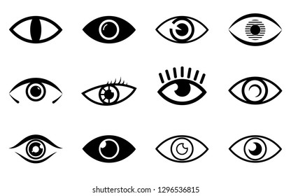Eyes and eye icon set vector collection. Eye designs over white background