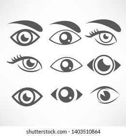 Colección vectorial de conjunto de iconos de ojos y ojos.