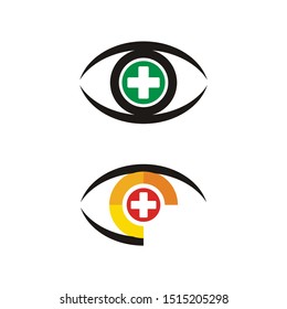 Eyes, eyeball with health cross Oculist logo design