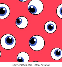 Eyes, eyeballs seamless pattern, background. Simple  cartoon drawing