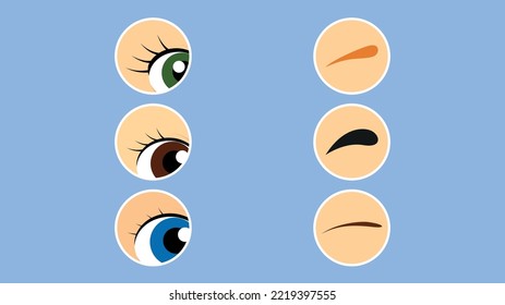 Augen und Augenbrauen in Kreisen, Illustration