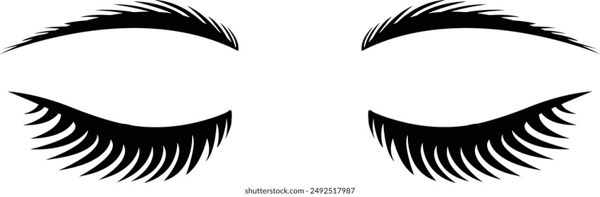 Eyes, Eyebrows, Eyelashes eps, Beauty ClipArt, outline, design, srt, sketch with transparent background