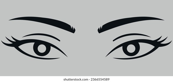 Ojos con cejas. Vector de fondo blanco