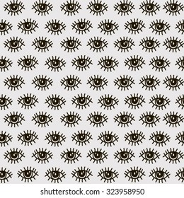 eyes and eyelashes hand drawn vector black and white on gray background