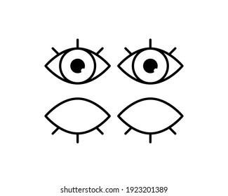 ojos y pestañas icono ilustración vectorial eps10. Insignia aislada para sitio web o aplicación - infografías de stock . Ojos abiertos y cerrados.