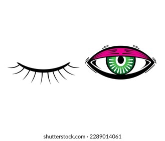 ilustración vectorial de iconos de ojos y pestañas. Insignia aislada para sitio web o aplicación - infografías de stock.