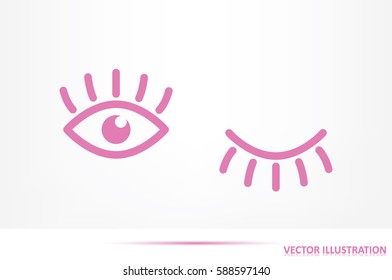eyes and eyelashes icon vector illustration eps10. Isolated badge for website or app - stock infographics