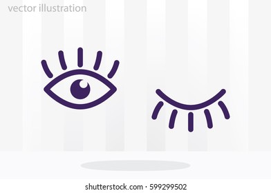 eyes and eyelashes icon vector illustration eps10. Isolated badge for website or app - stock infographics
