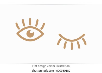 eyes and eyelashes icon vector illustration eps10. Isolated badge for website or app - stock infographics