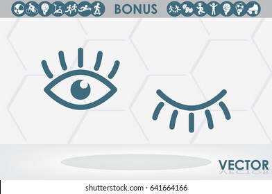 eyes and eyelashes icon vector illustration eps10. Isolated badge for website or app - stock infographics